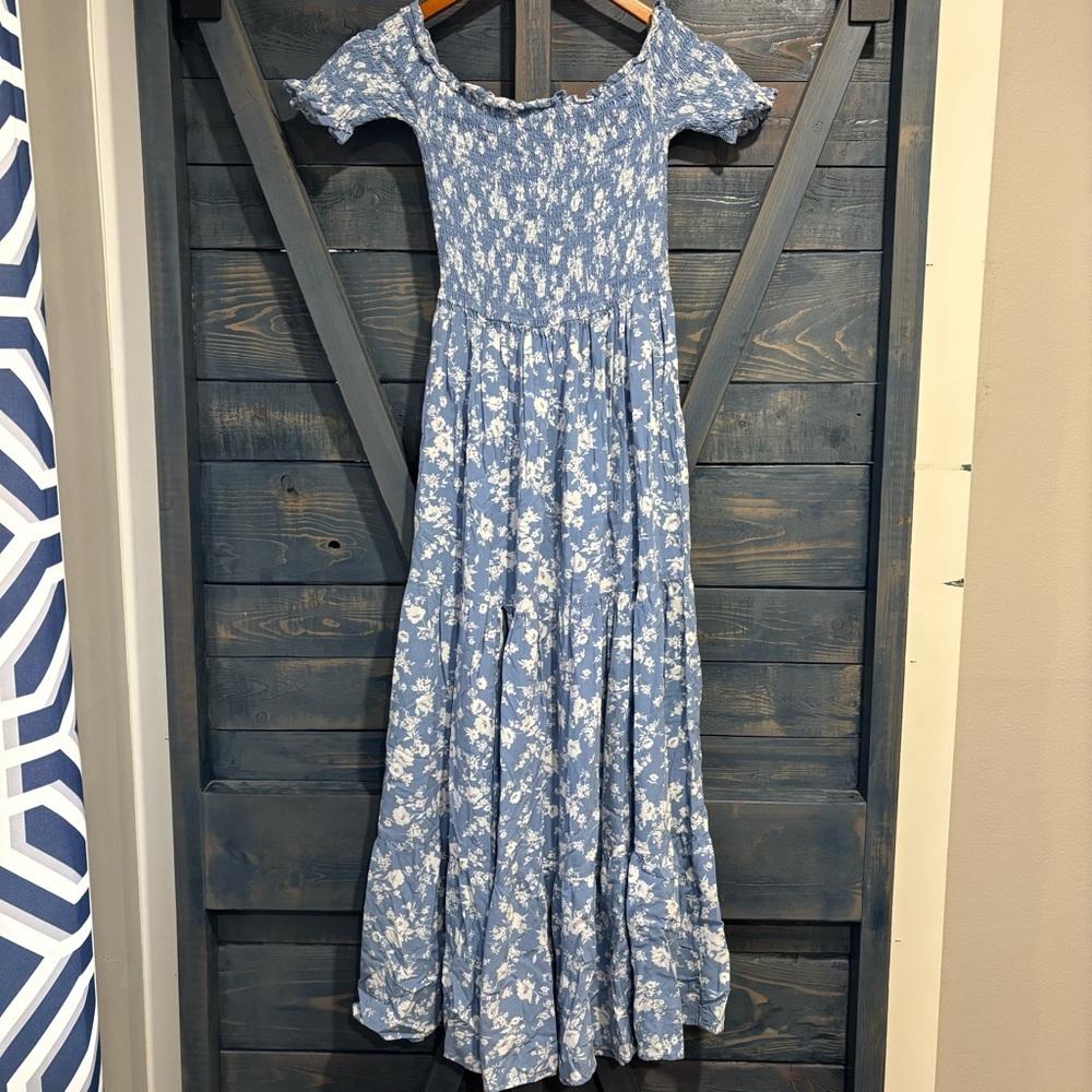 Alter’d State Blue Floral Off-Shoulder Maxi Dress Size XS